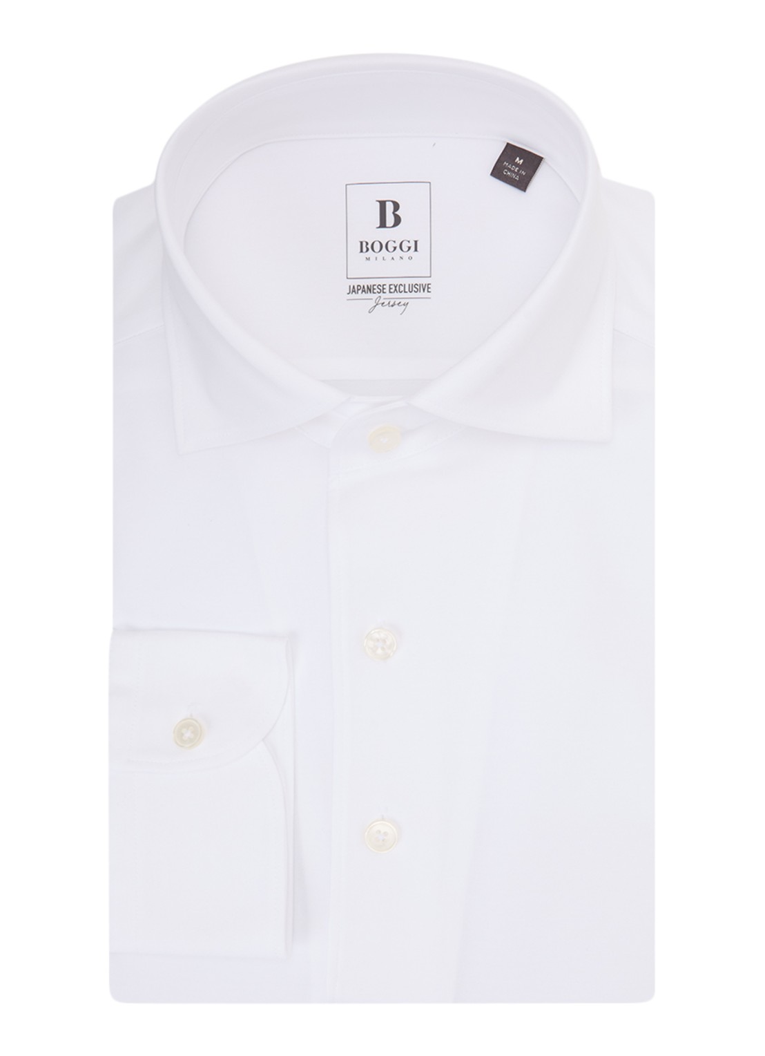 Boggi Milano Regular fit overhemd met stretch - voorkant 3 wit