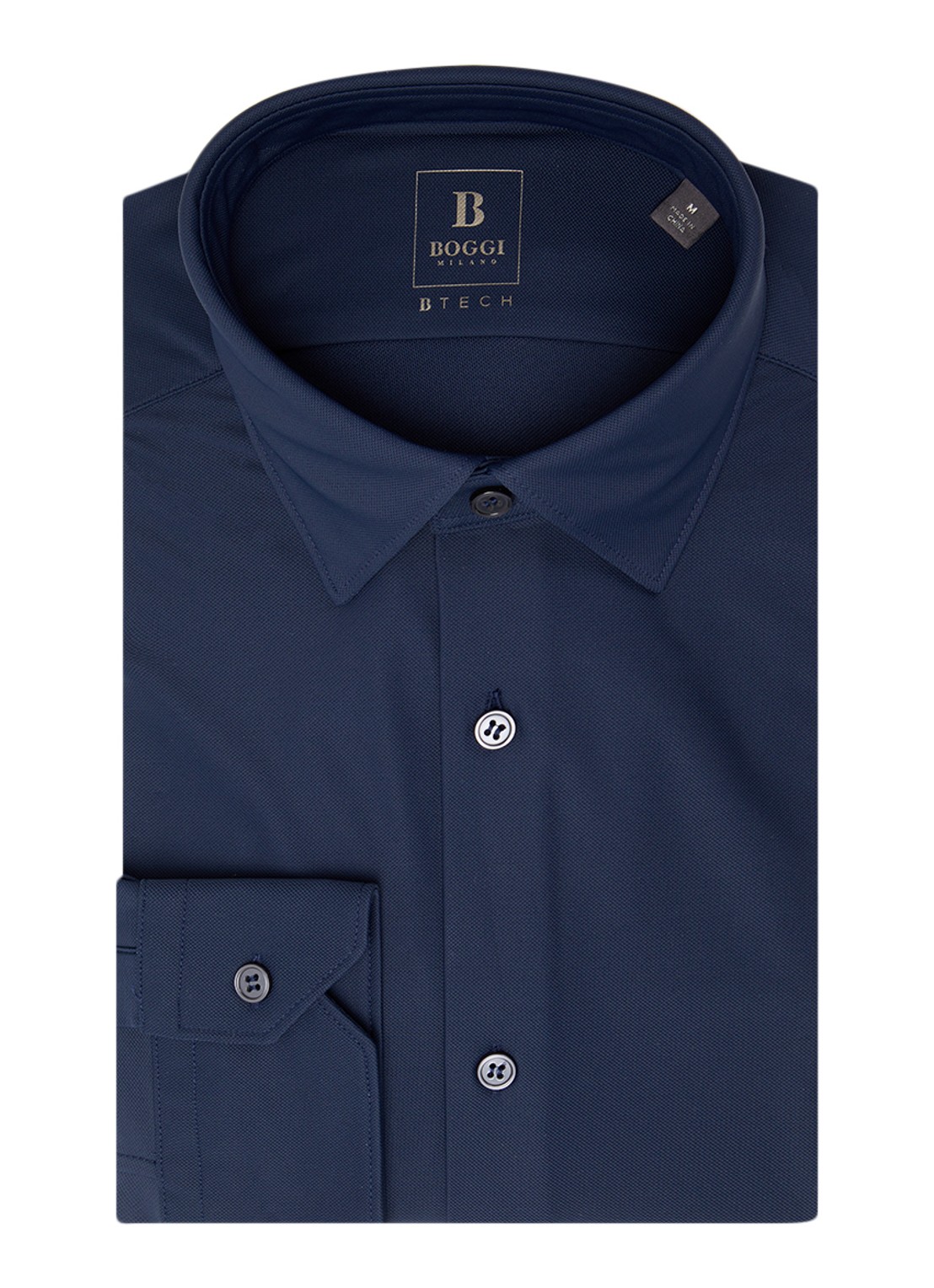 Boggi Milano Regular fit overhemd met stretch - voorkant 2 donkerblauw