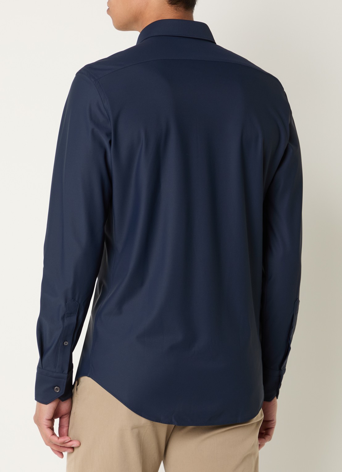 Boggi Milano Regular fit overhemd met stretch - achterkant donkerblauw