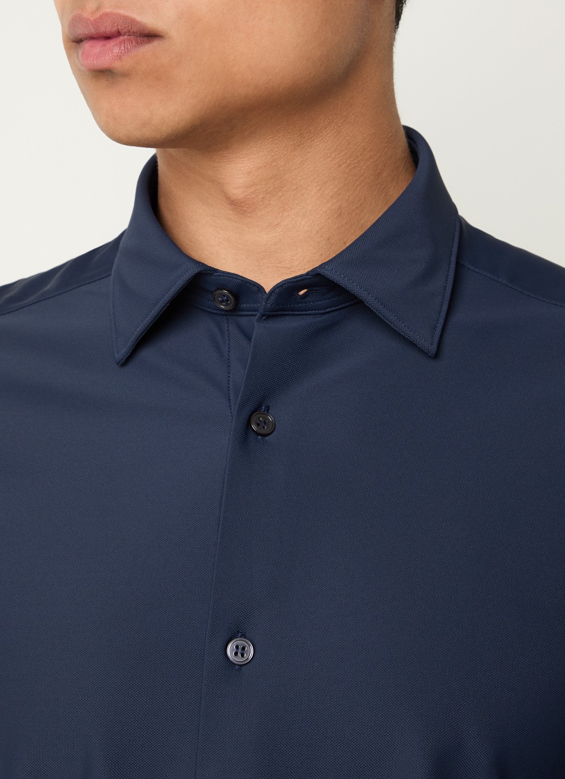Boggi Milano Regular fit overhemd met stretch - detail 5 donkerblauw