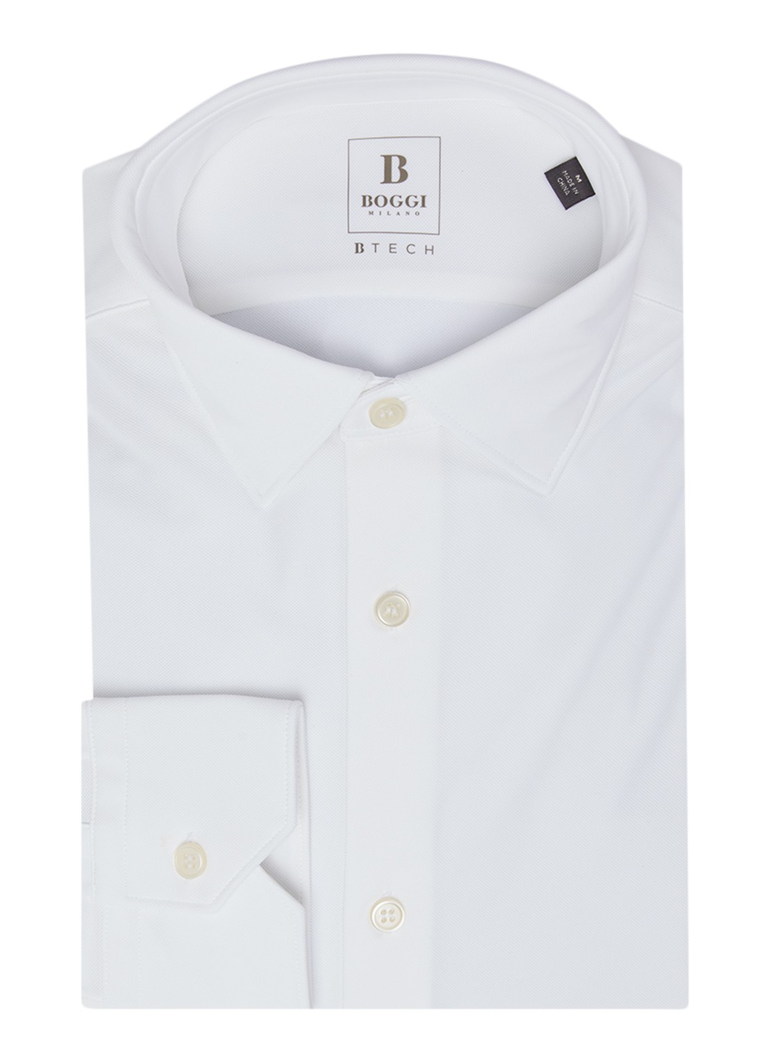 Boggi Milano Regular fit overhemd met stretch - voorkant 4 wit