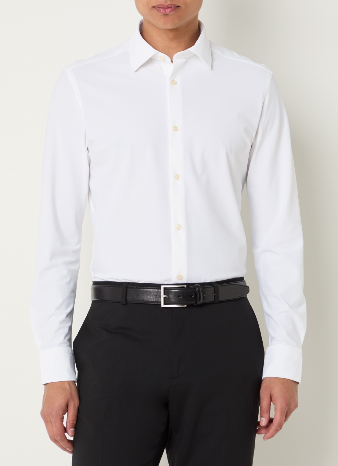 Boggi Milano Regular fit overhemd met stretch - detail 2 wit