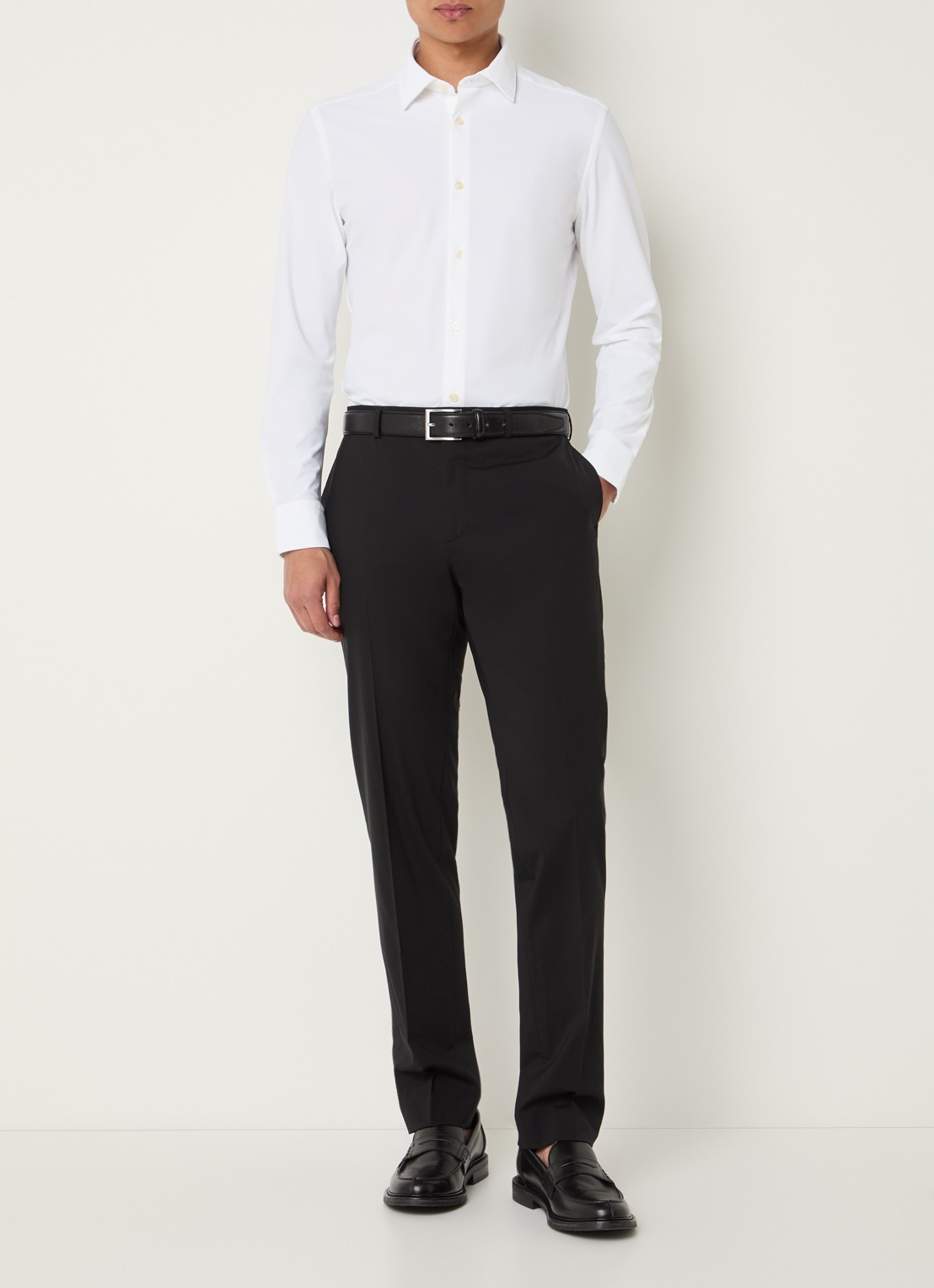 Boggi Milano Regular fit overhemd met stretch - voorkant 5 wit