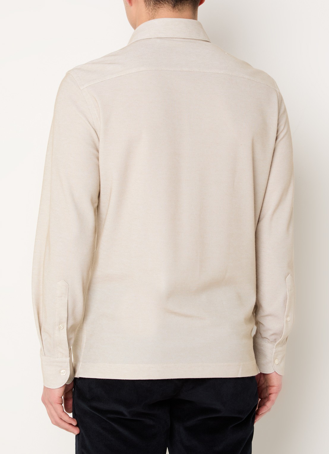 Boggi Milano Regular fit overhemd met stretch - achterkant beige