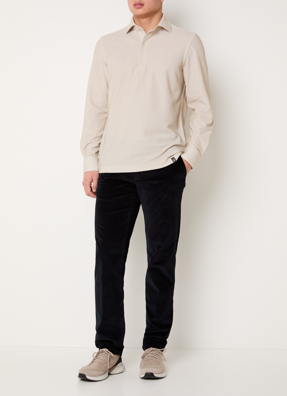 Boggi Milano Regular fit overhemd met stretch - voorkant 4 beige