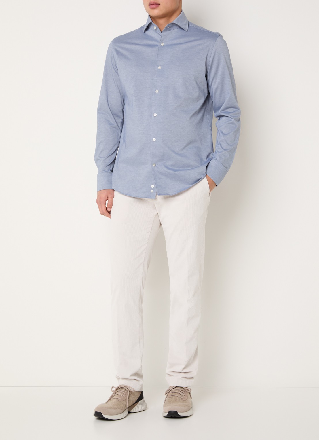 Boggi Milano Regular fit overhemd met stretch - voorkant 2 indigo
