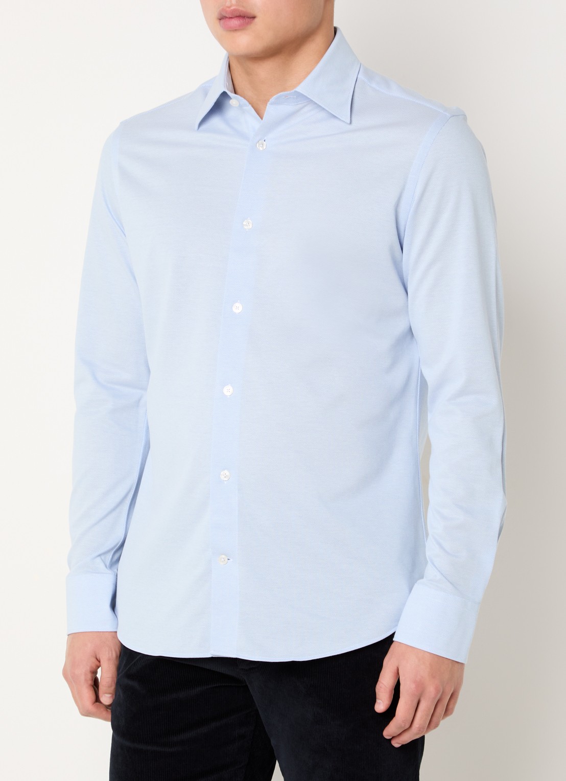 Boggi Milano Regular fit overhemd met stretch - detail 4 lichtblauw