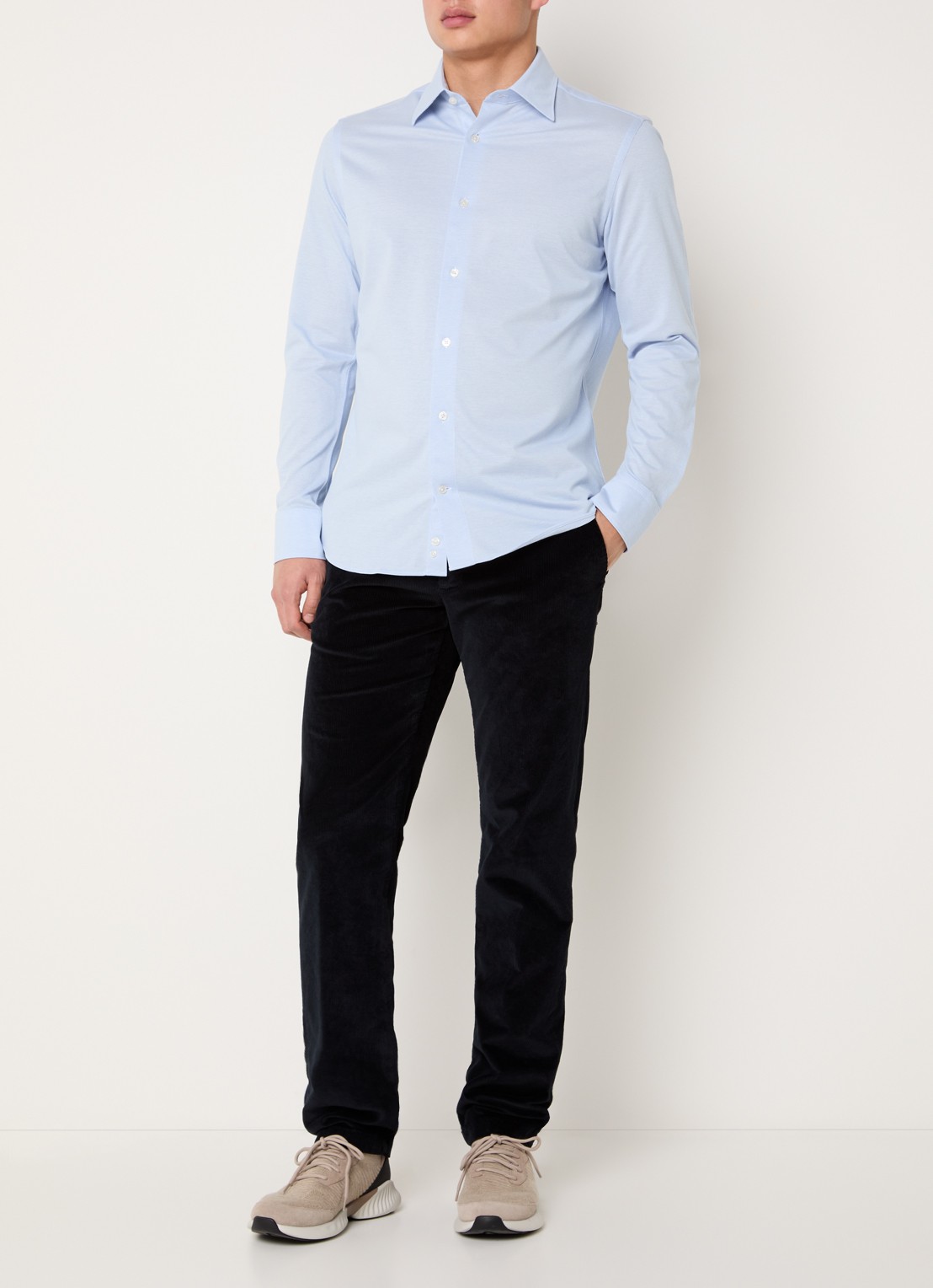 Boggi Milano Regular fit overhemd met stretch - voorkant 3 lichtblauw