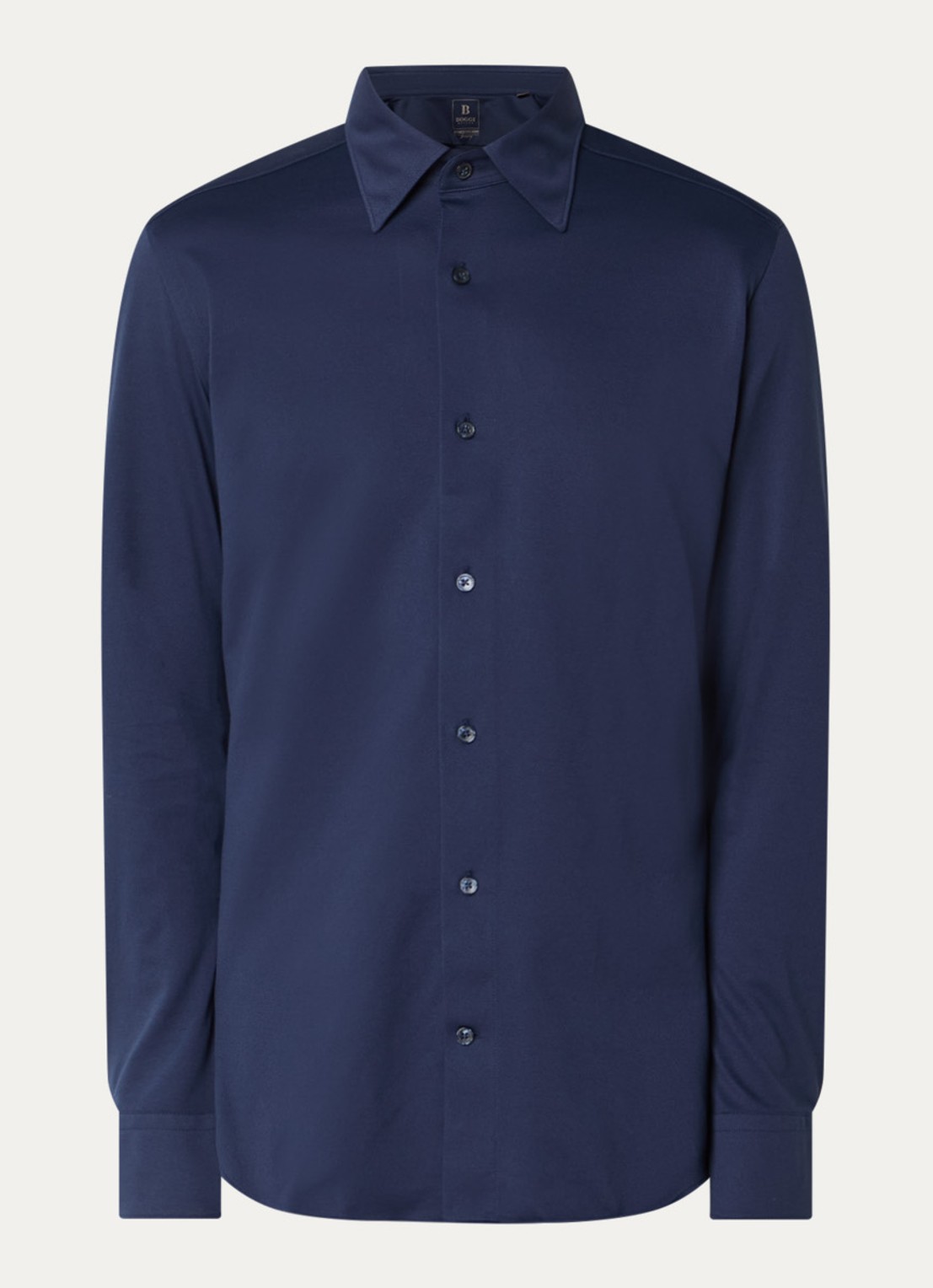 Boggi Milano Regular fit overhemd met stretch - voorkant 3 donkerblauw