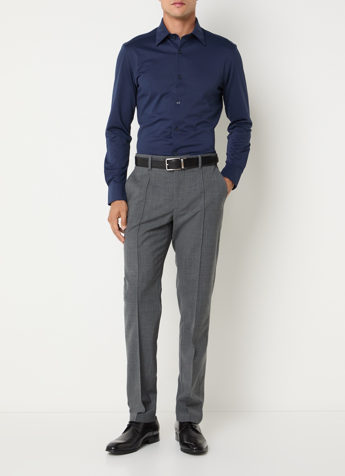 Boggi Milano Regular fit overhemd met stretch - voorkant 4 donkerblauw