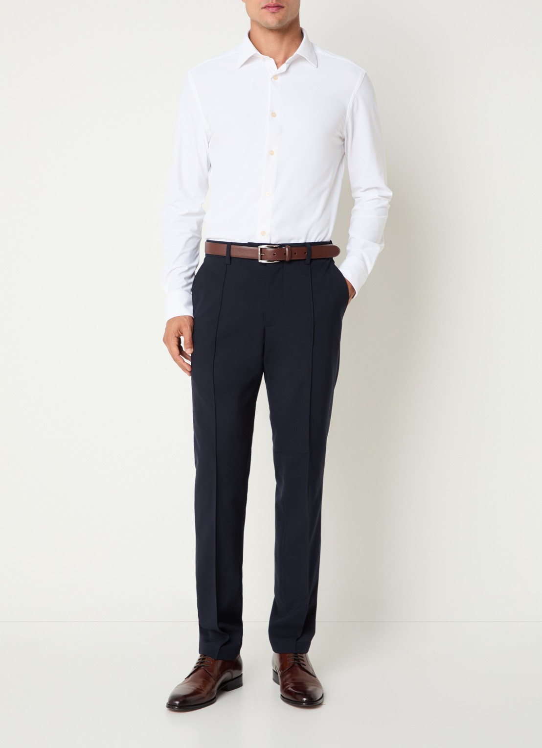 Boggi Milano Regular fit overhemd met stretch - voorkant 4 wit