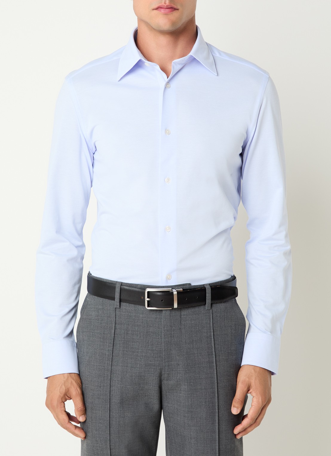 Boggi Milano Regular fit overhemd met stretch - detail lichtblauw