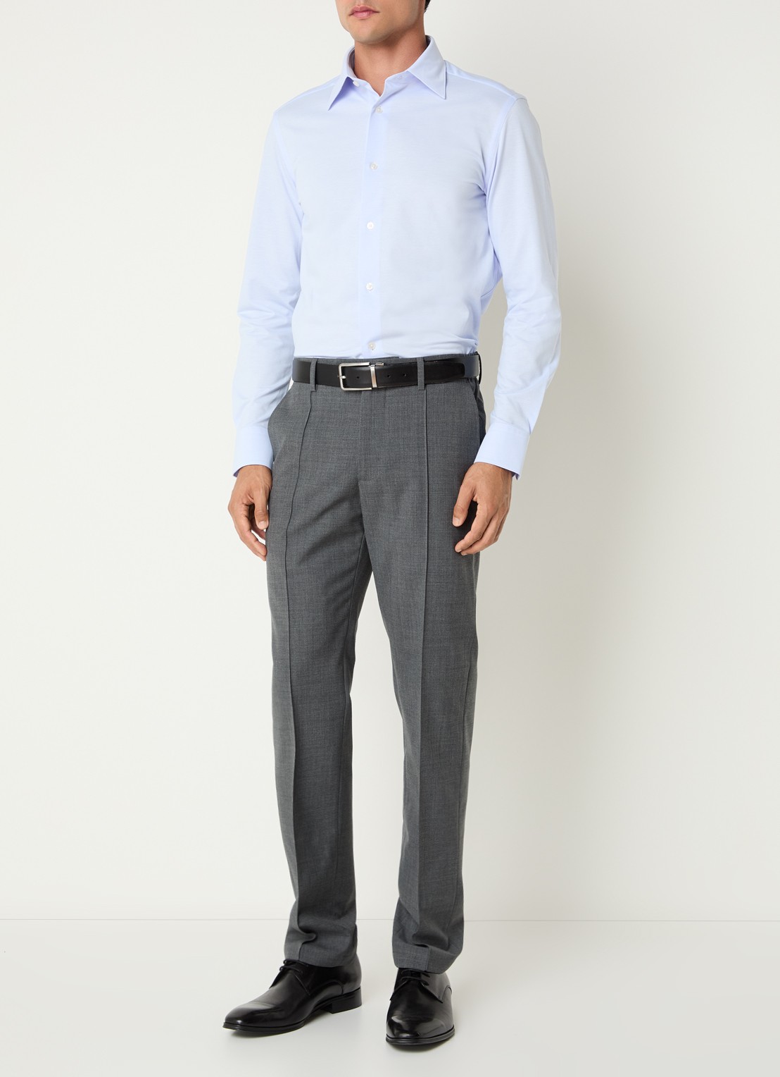 Boggi Milano Regular fit overhemd met stretch - voorkant 4 lichtblauw