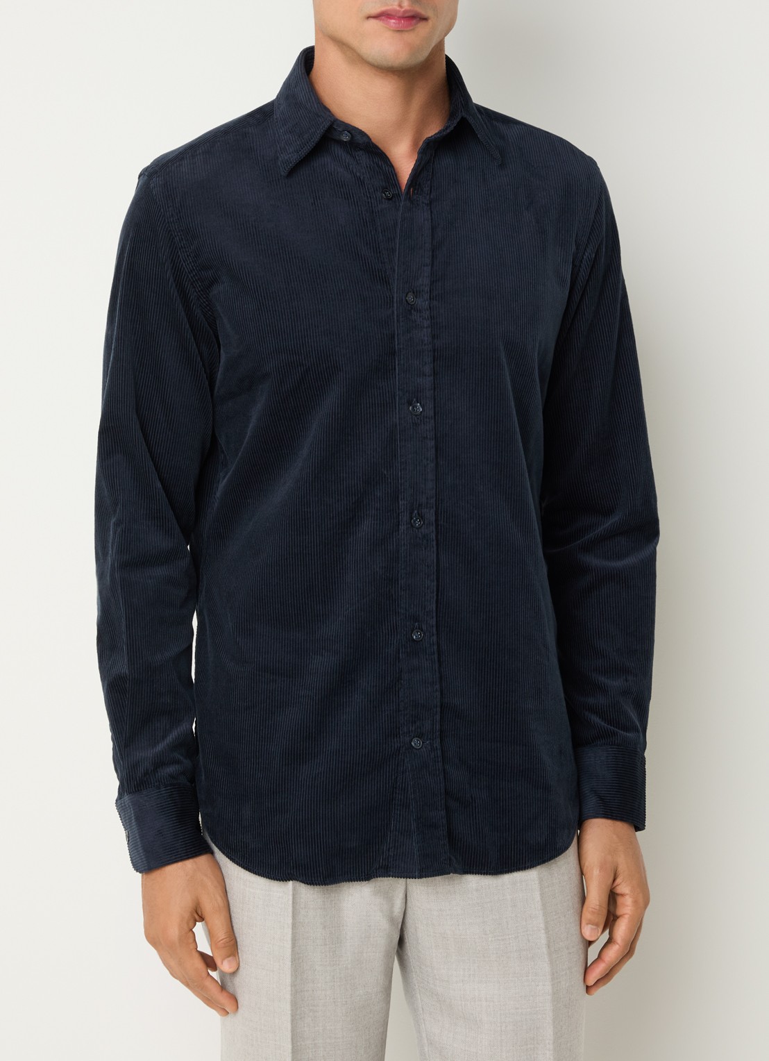 Boggi Milano Regular fit overhemd met structuur - detail royalblauw
