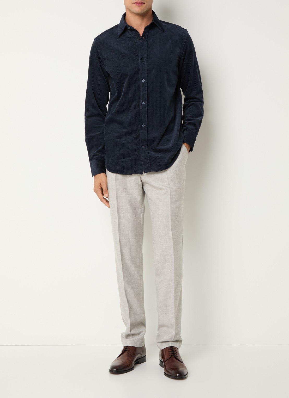 Boggi Milano Regular fit overhemd met structuur - voorkant 4 royalblauw