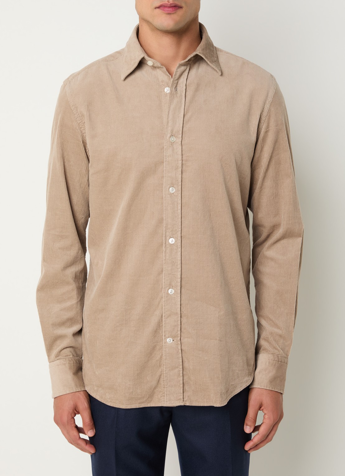 Boggi Milano Regular fit overhemd met structuur - detail 3 beige