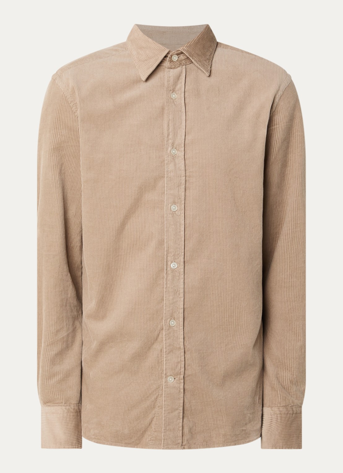 Boggi Milano Regular fit overhemd met structuur - voorkant beige