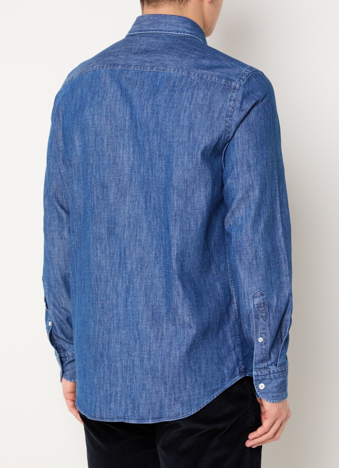 Boggi Milano Regular fit overhemd van denim - achterkant 4 indigo