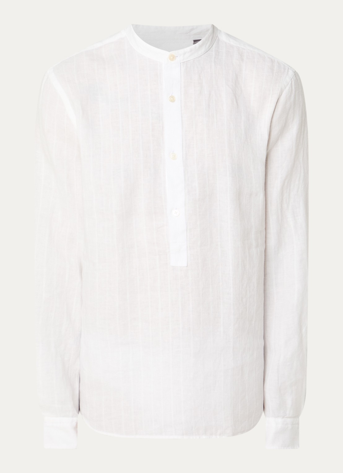 Boggi Milano Regular fit overhemd van linnen  - voorkant 3 wit