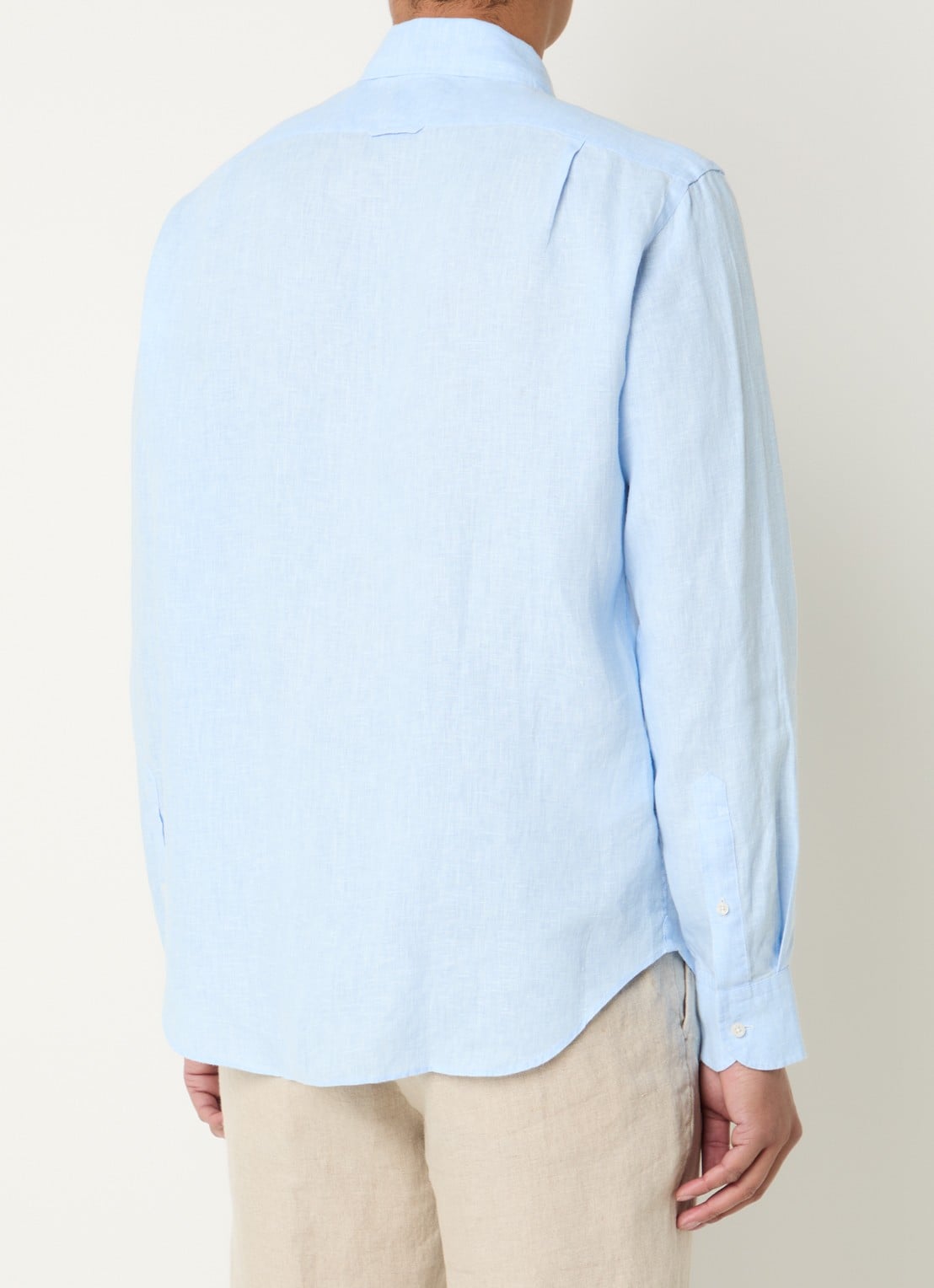 Boggi Milano Regular fit overhemd van linnen - achterkant blauw