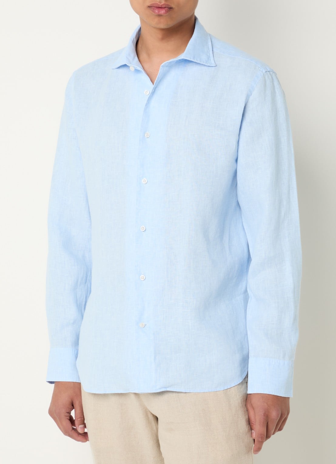 Boggi Milano Regular fit overhemd van linnen - detail 2 blauw