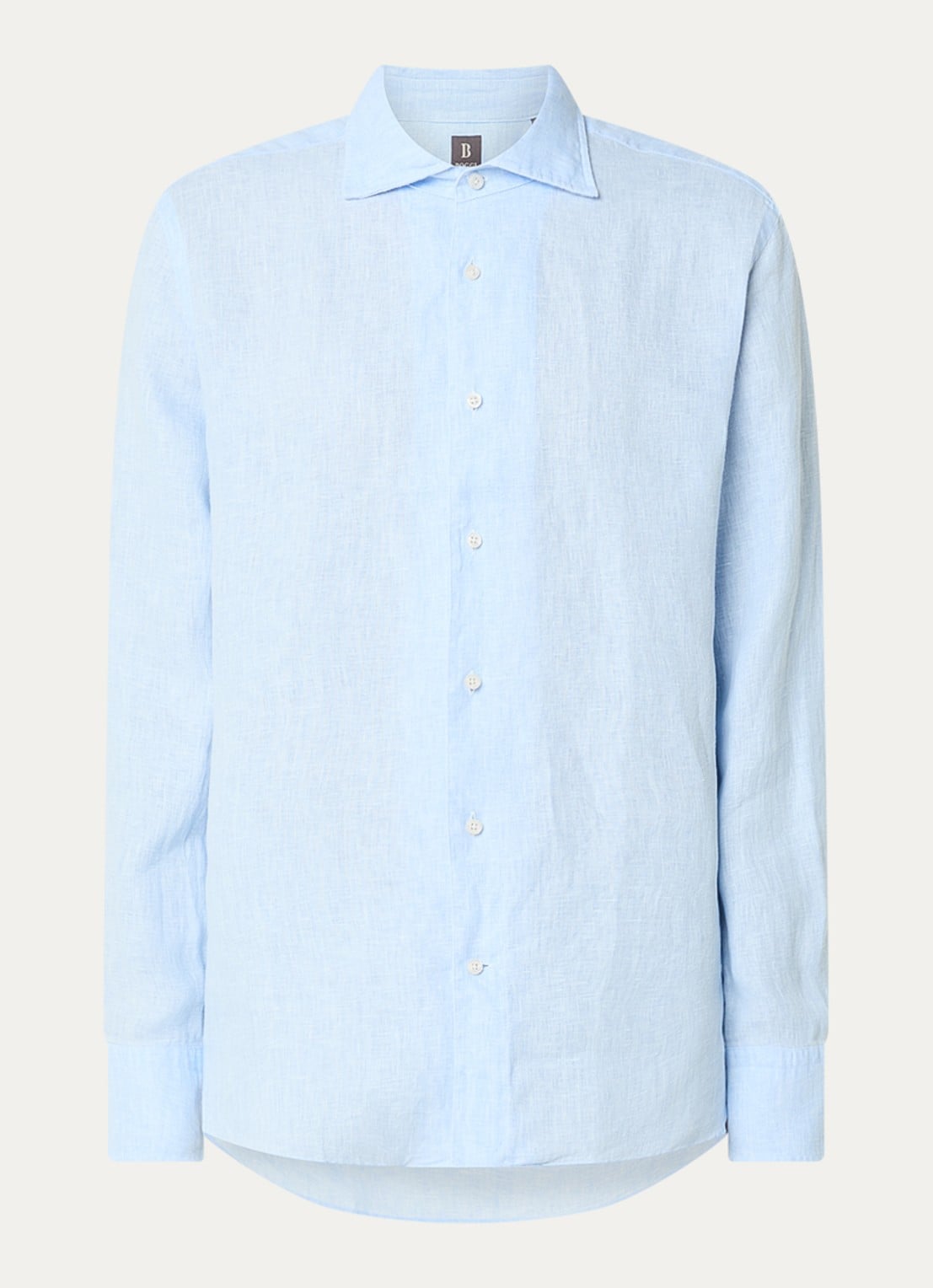 Boggi Milano Regular fit overhemd van linnen - voorkant 4 blauw