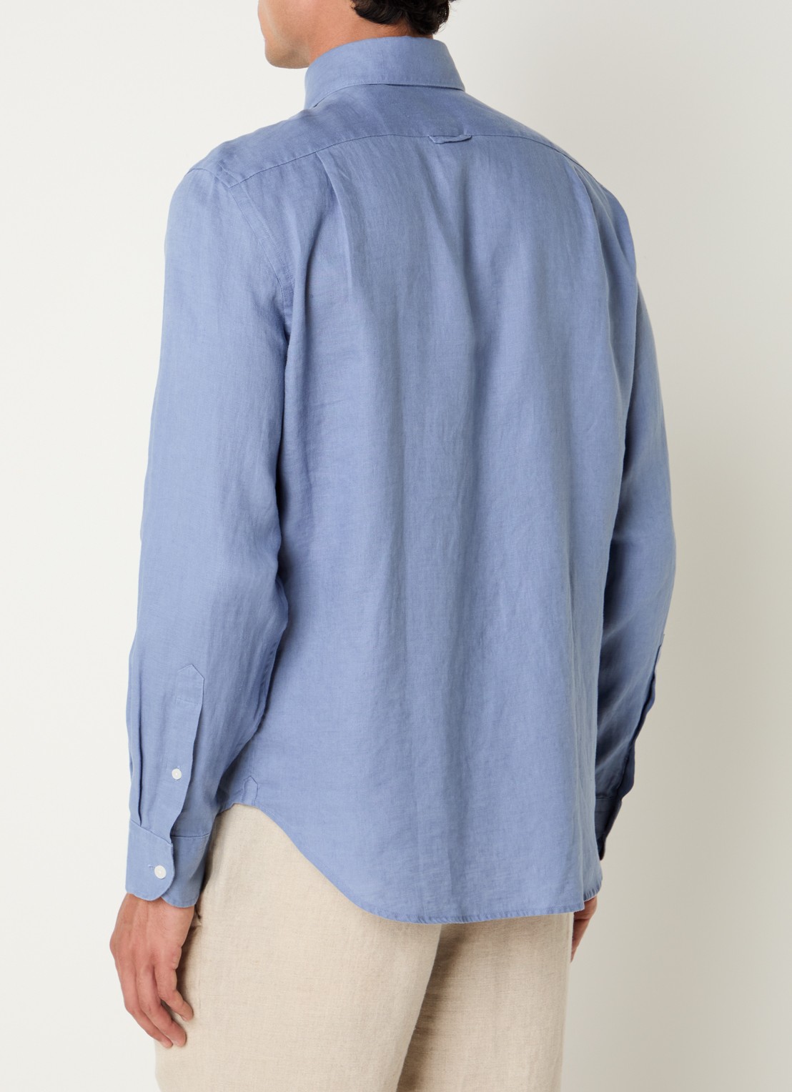 Boggi Milano Regular fit overhemd van linnen  - achterkant blauw