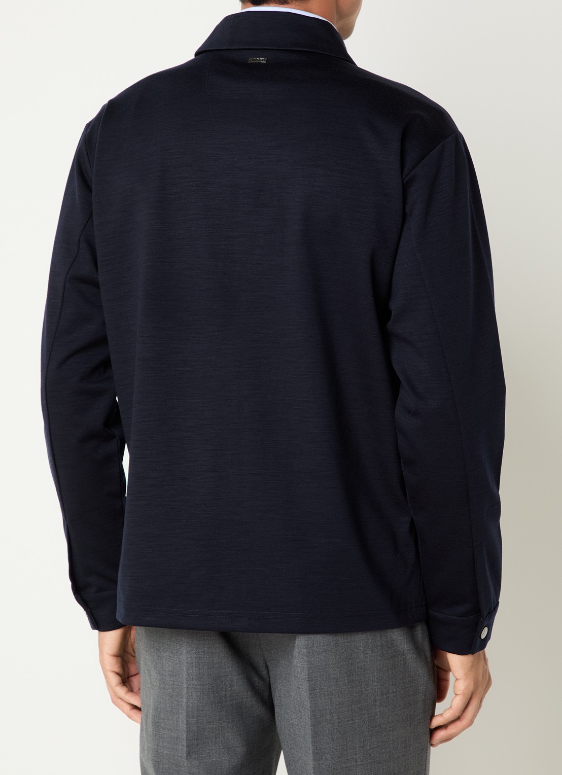 Boggi Milano Regular fit overshirt van wol - achterkant 2 donkerblauw