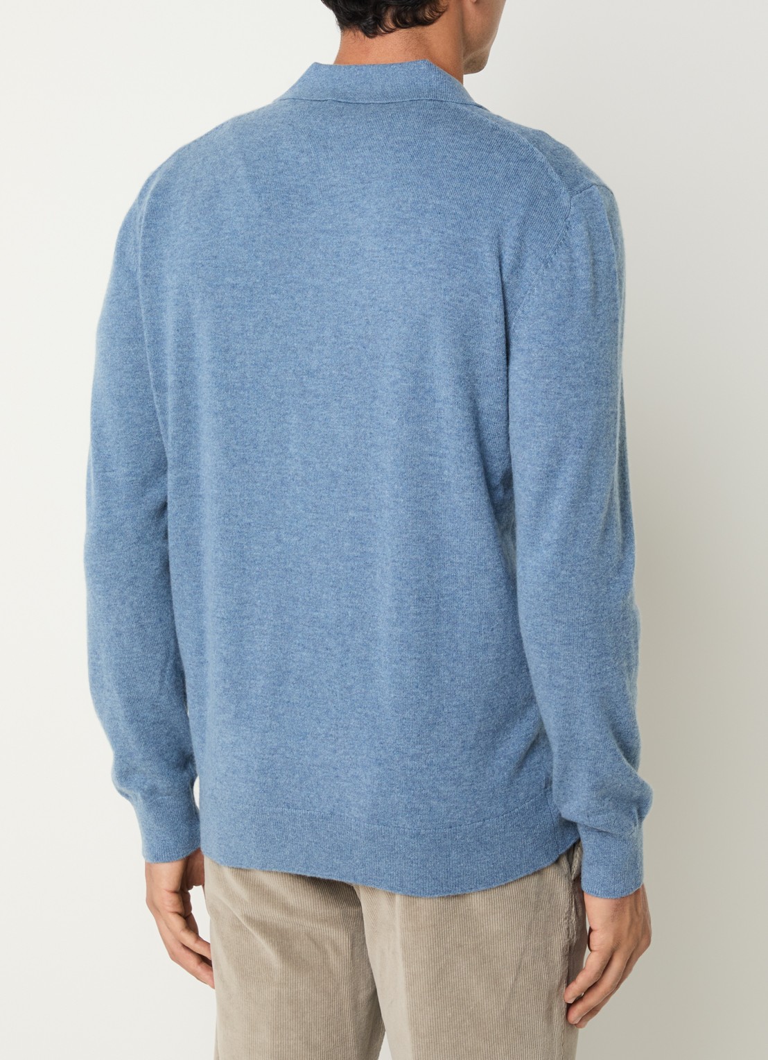 Boggi Milano Regular fit polo in kasjmierblend - achterkant 4 staalblauw