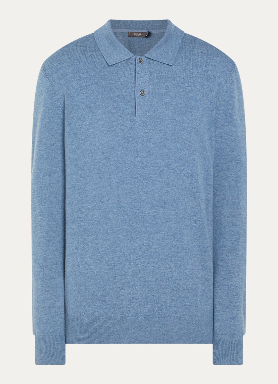 Boggi Milano Regular fit polo in kasjmierblend - voorkant staalblauw