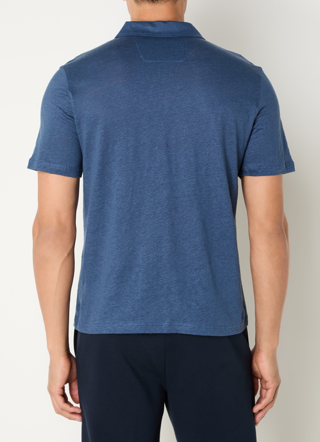 Boggi Milano Regular fit polo in linnenblend met stretch - achterkant petrol
