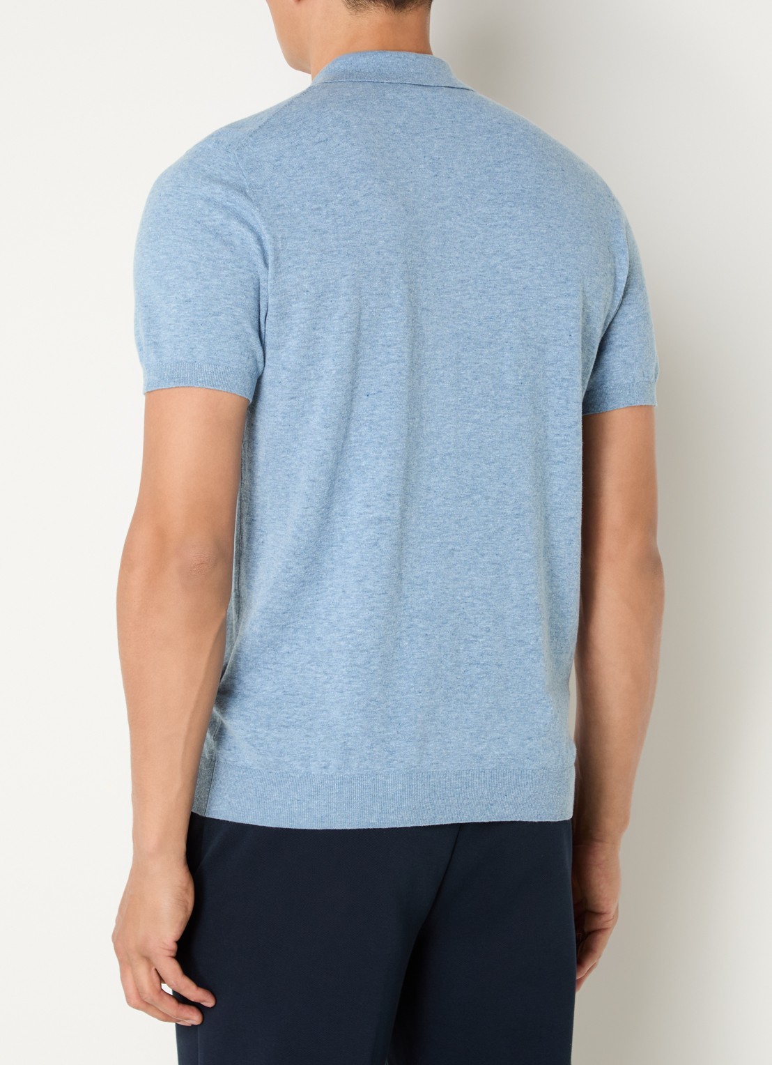 Boggi Milano Regular fit polo in linnenblend met stretch - achterkant 4 blauwgrijs