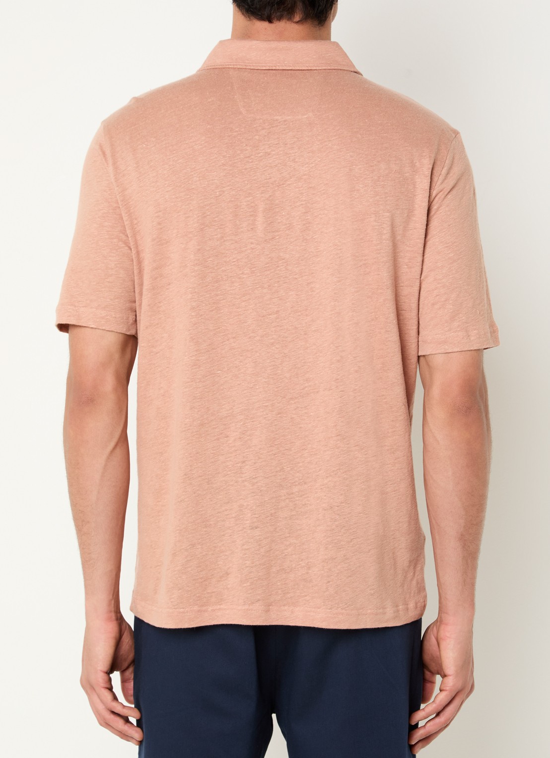 Boggi Milano Regular fit polo in linnenblend  - achterkant 4 donkeroranje