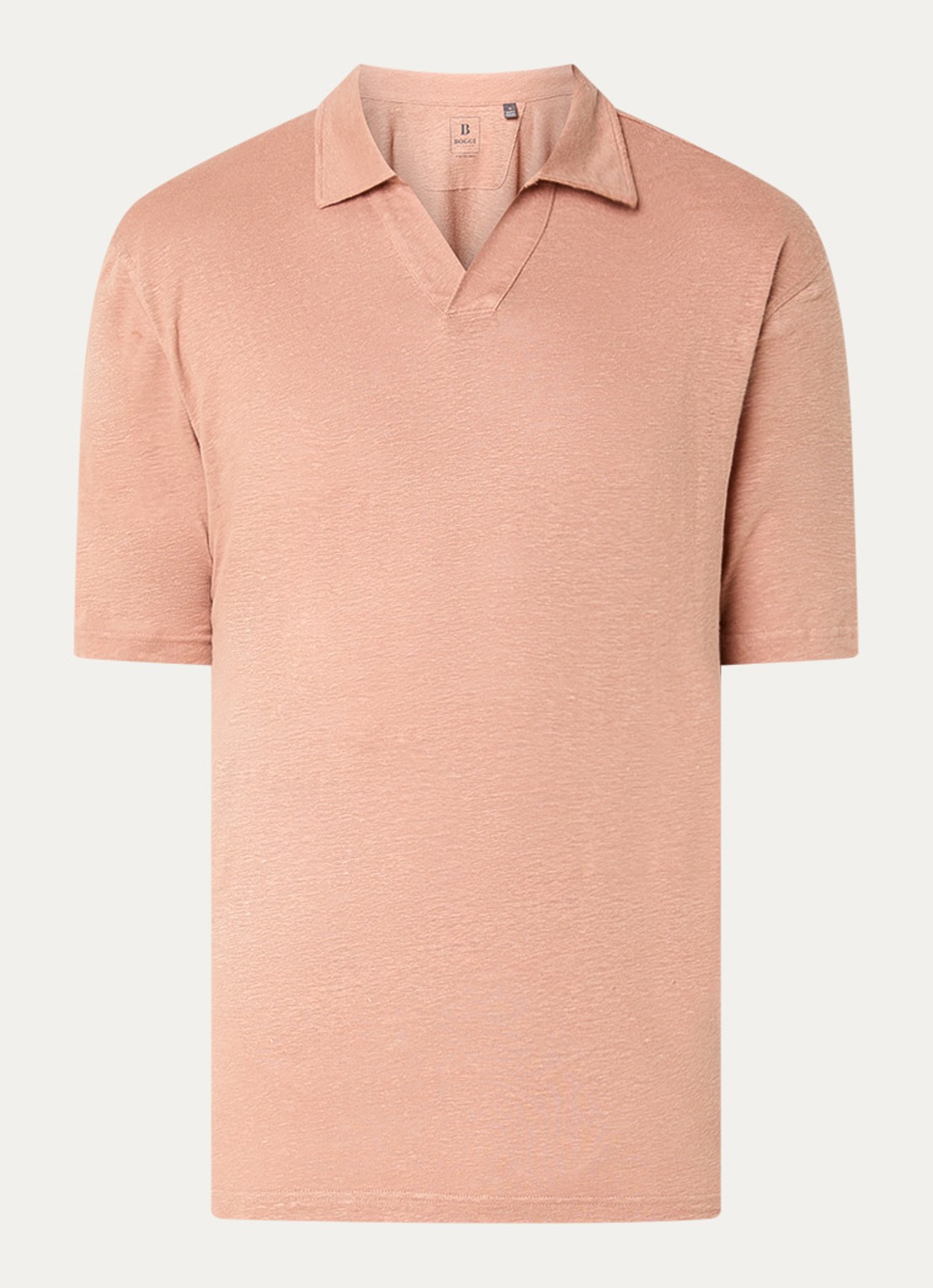 Boggi Milano Regular fit polo in linnenblend  - voorkant 2 donkeroranje