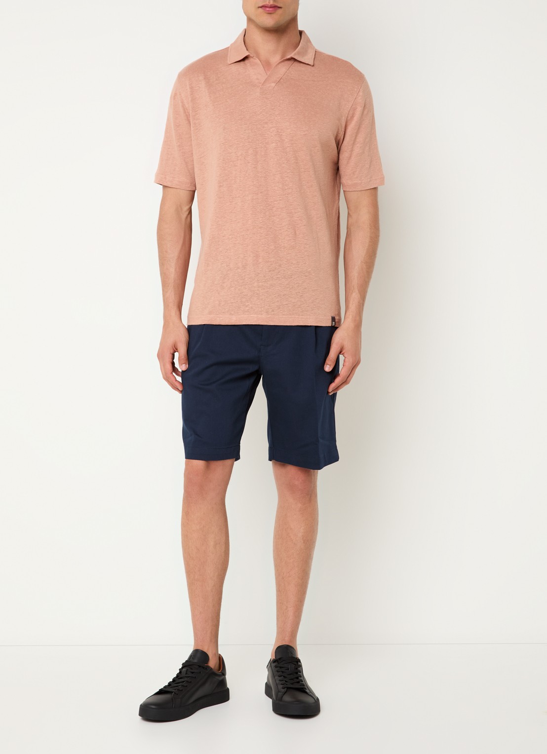 Boggi Milano Regular fit polo in linnenblend  - voorkant 3 donkeroranje