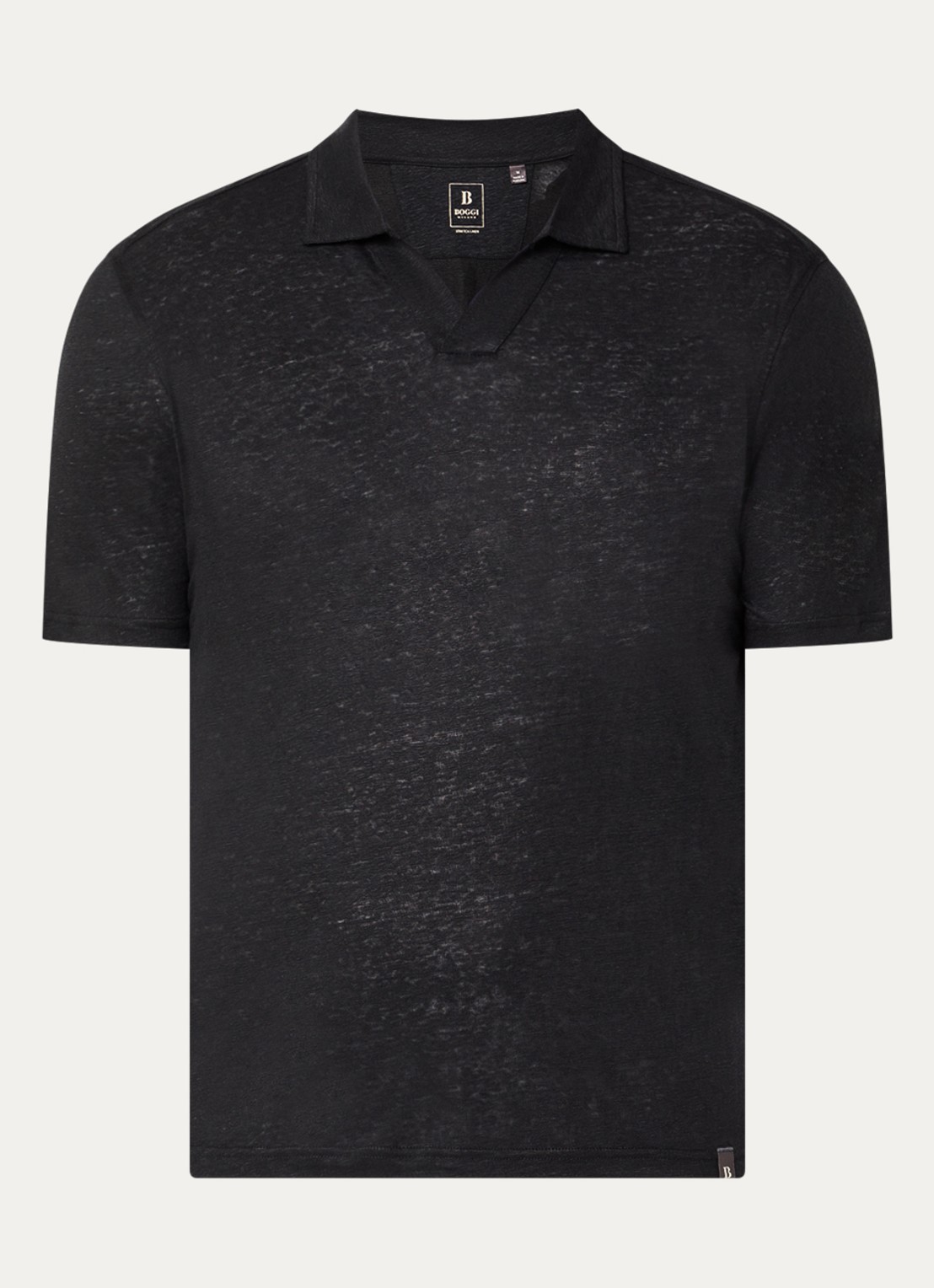 Boggi Milano Regular fit polo in linnenblend - voorkant 3 zwart