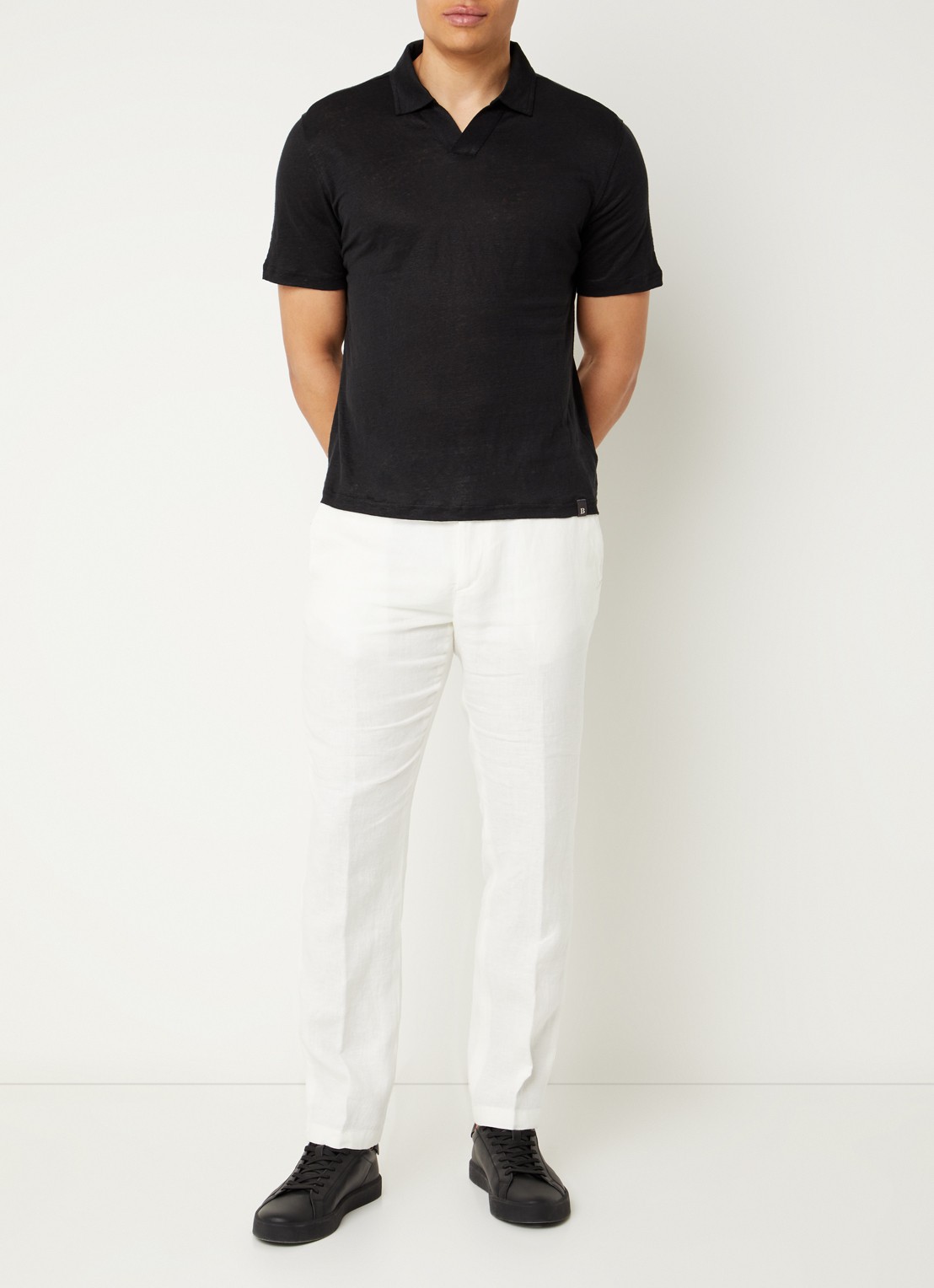 Boggi Milano Regular fit polo in linnenblend - voorkant 4 zwart