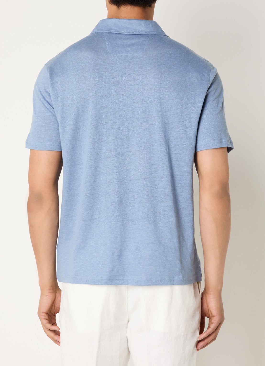 Boggi Milano Regular fit polo in linnenblend - achterkant 4 blauwgrijs