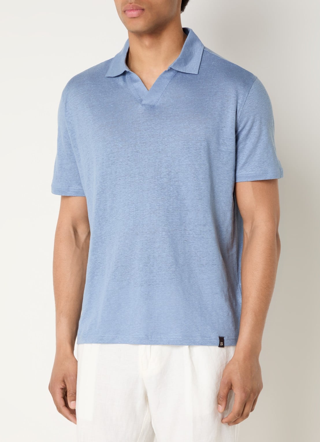 Boggi Milano Regular fit polo in linnenblend - detail blauwgrijs