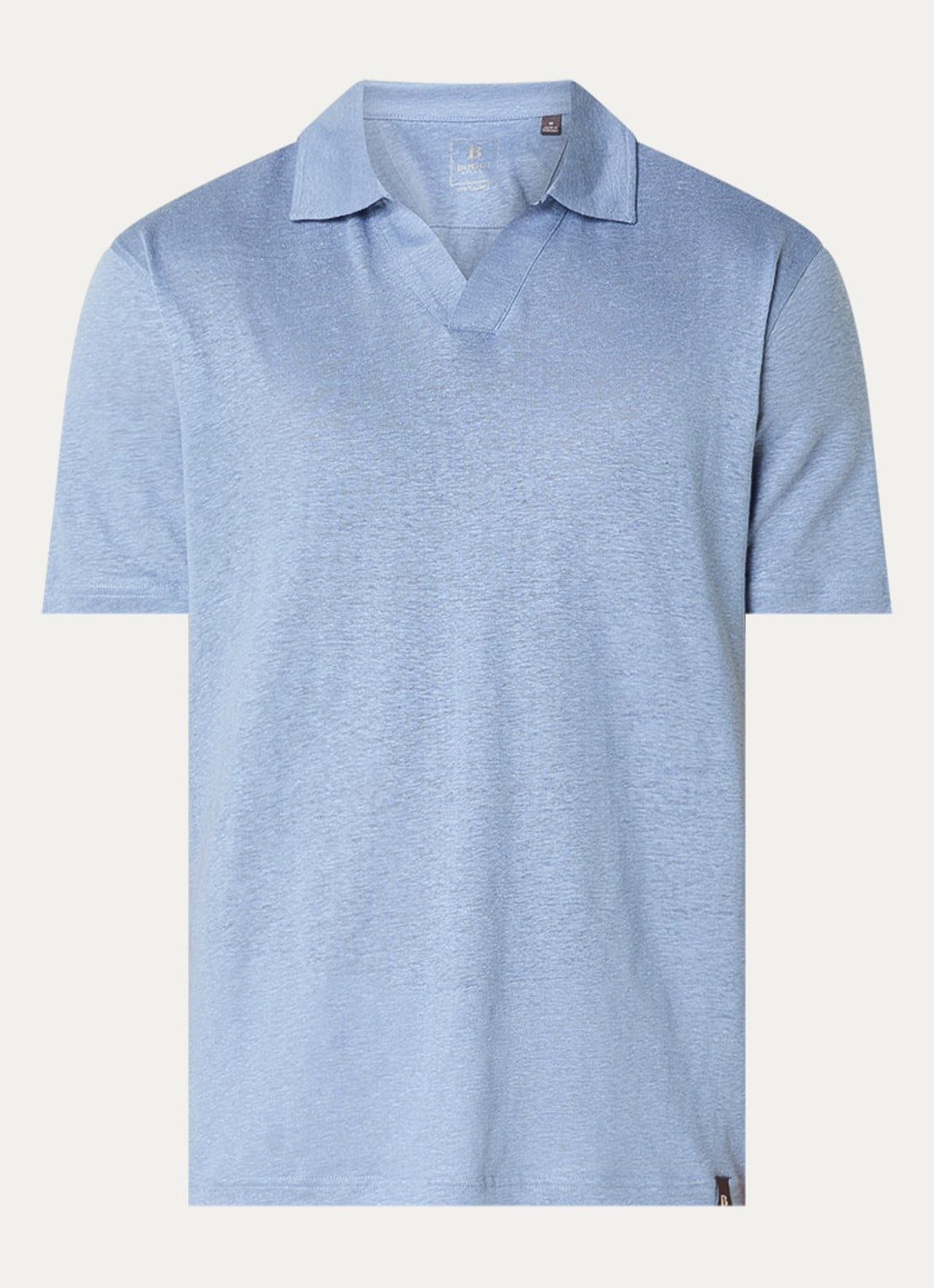 Boggi Milano Regular fit polo in linnenblend - voorkant 2 blauwgrijs