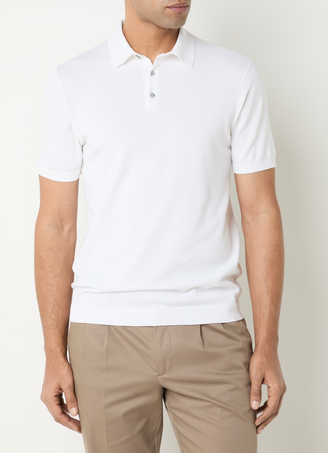 Boggi Milano Regular fit polo in zijdeblend - detail 4 wit