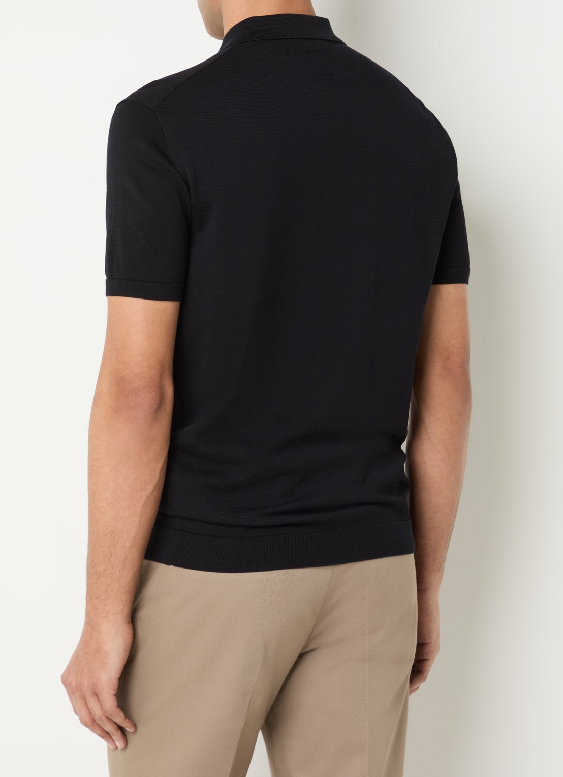 Boggi Milano Regular fit polo in zijdeblend - achterkant zwart