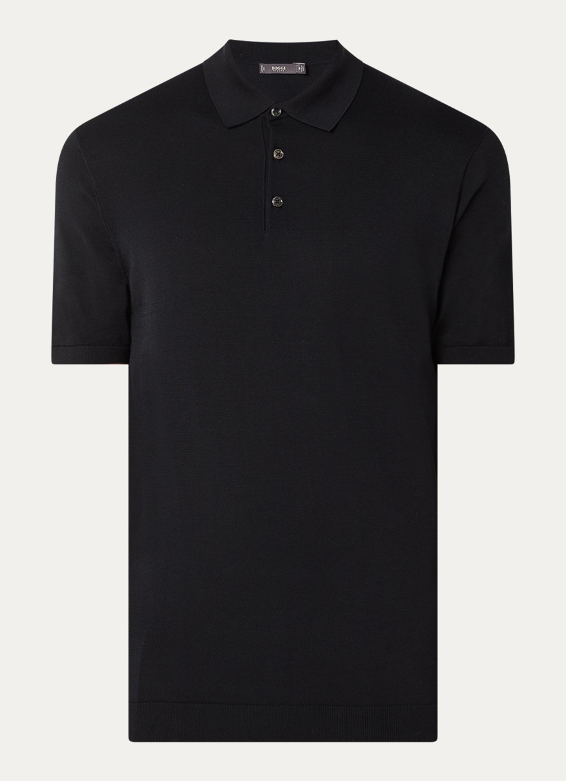 Boggi Milano Regular fit polo in zijdeblend - voorkant 3 zwart