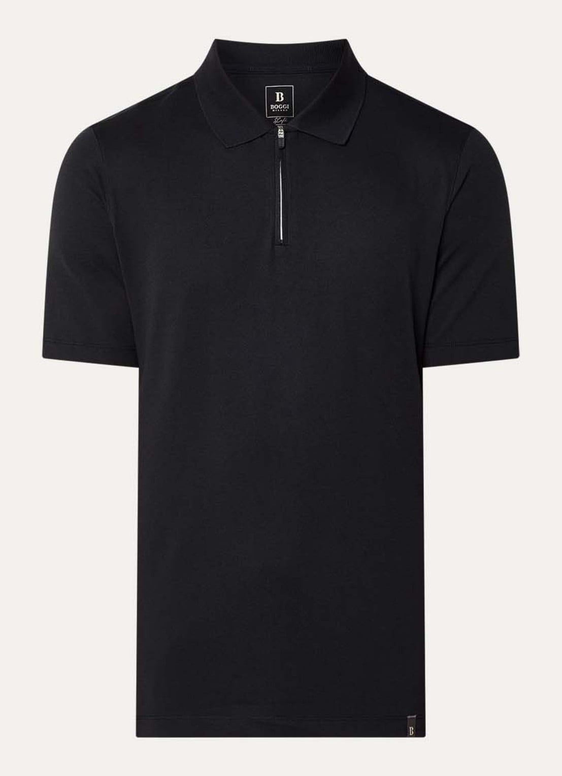 Boggi Milano Regular fit polo met halve rits - voorkant 2 zwart
