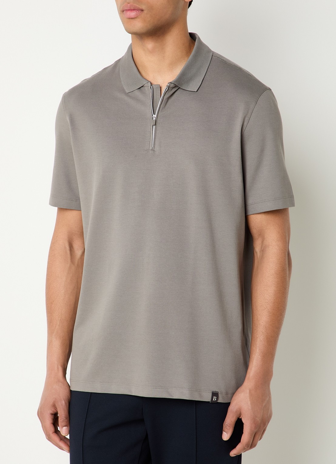 Boggi Milano Regular fit polo met halve rits - detail 2 zand