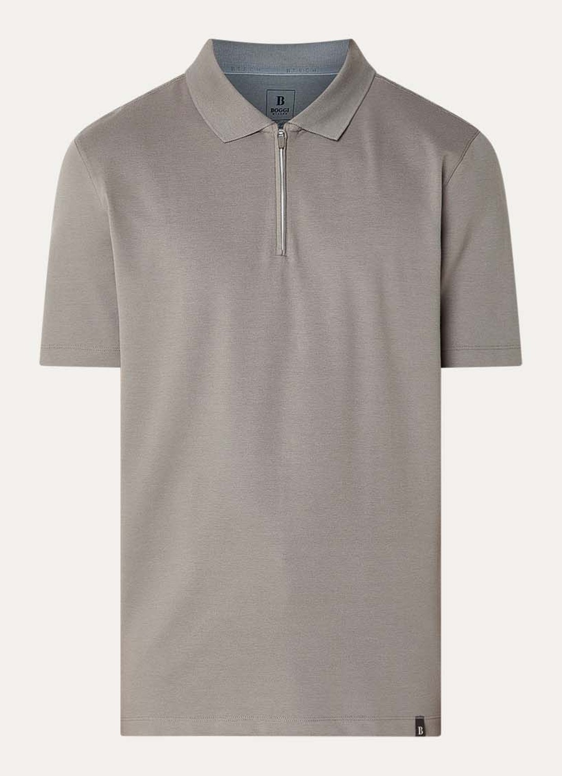 Boggi Milano Regular fit polo met halve rits - voorkant 3 zand