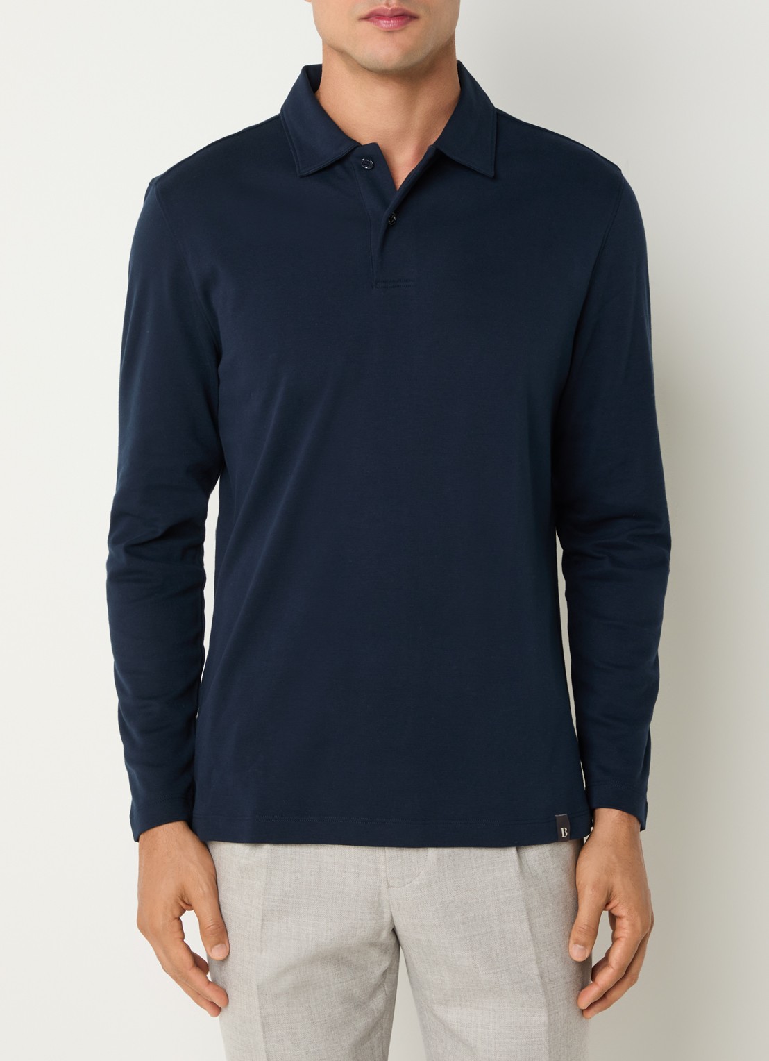 Boggi Milano Regular fit polo met kraag - detail 3 donkerblauw