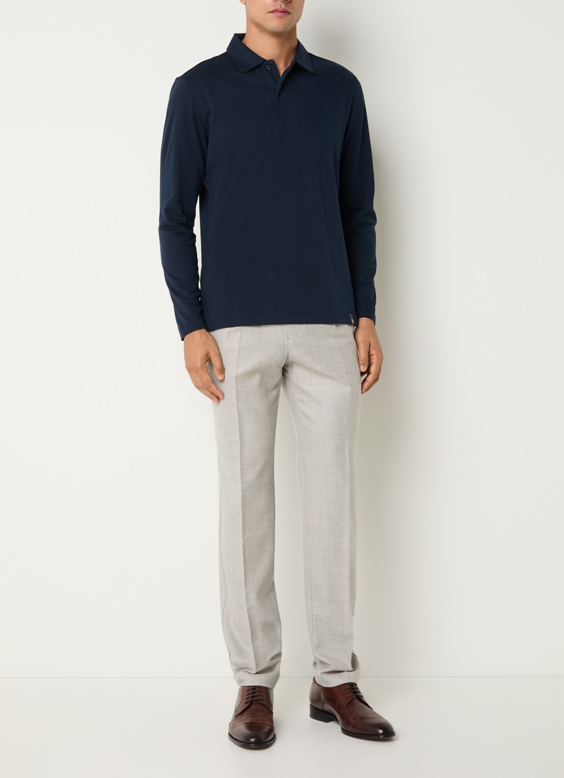 Boggi Milano Regular fit polo met kraag - voorkant 2 donkerblauw