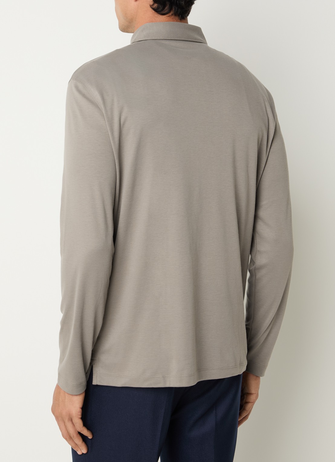 Boggi Milano Regular fit polo met kraag - achterkant 4 donkerbeige