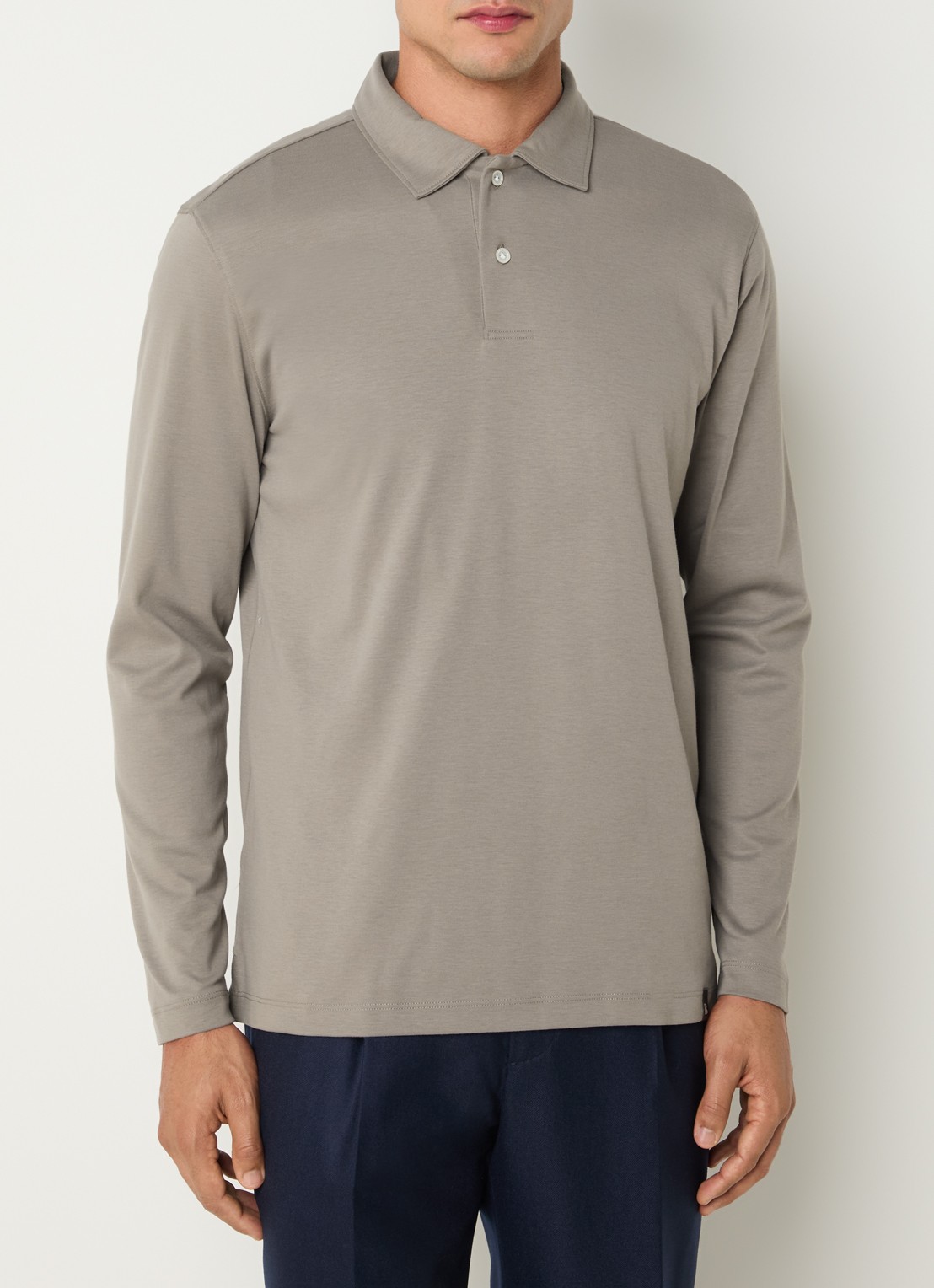 Boggi Milano Regular fit polo met kraag - detail donkerbeige